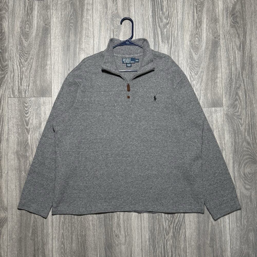 Vintage Polo Ralph Lauren Quarter 1/4 Zip Pullover Sweater Mens Sz XXL Gray 90s